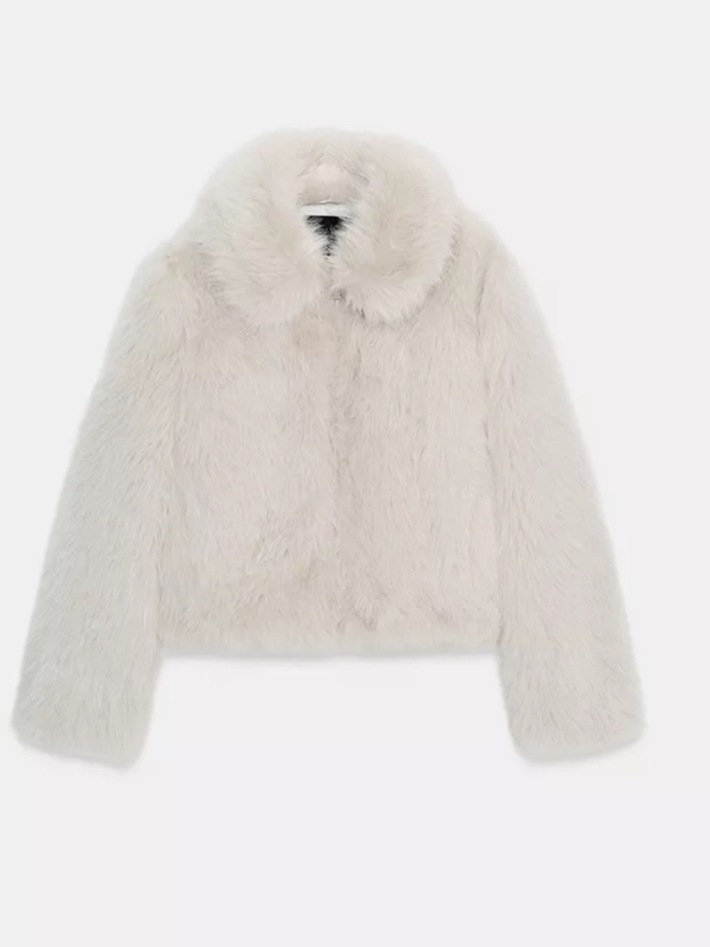 Zara NWT short faux fur zip up coat gray 4391/833 - Picture 3 of 12